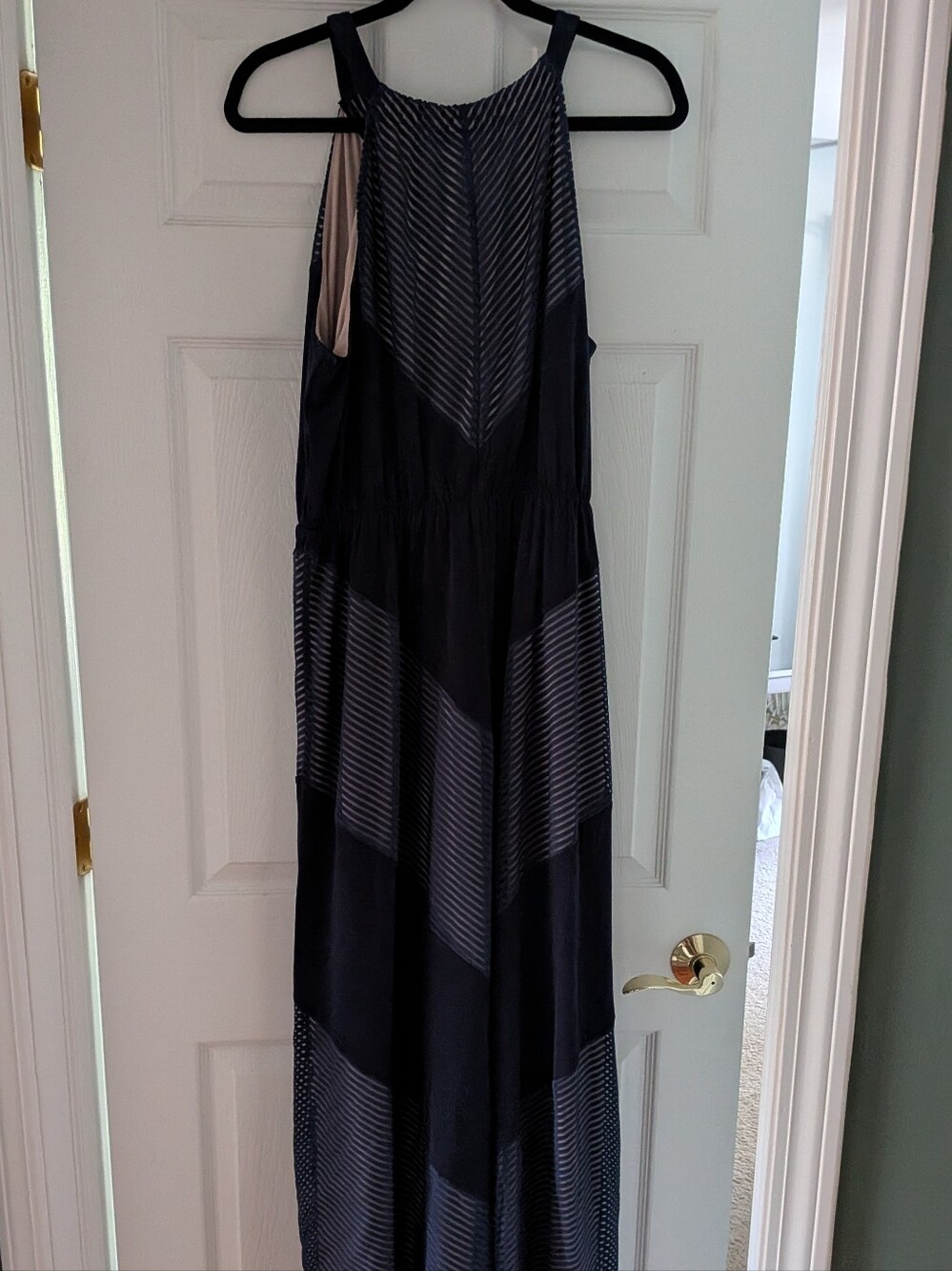 Apt. 9 Navy and Sheer Striped Halter Maxi Dress